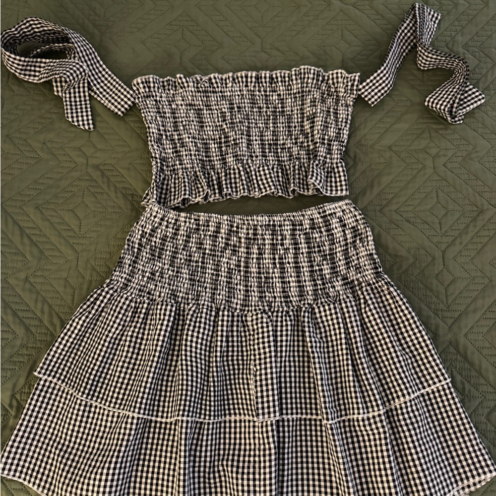 Black and White Gingham Two-Piece Set